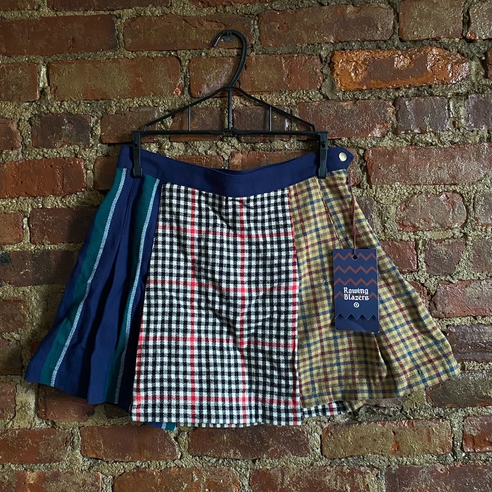 Plaid and stripe skirt